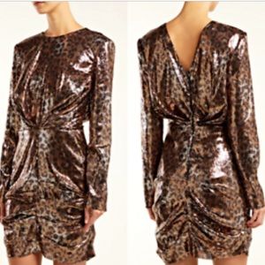 MSGM NWT Gold Label “Abito” sequin leopard print cocktail mini dress IT42 US6